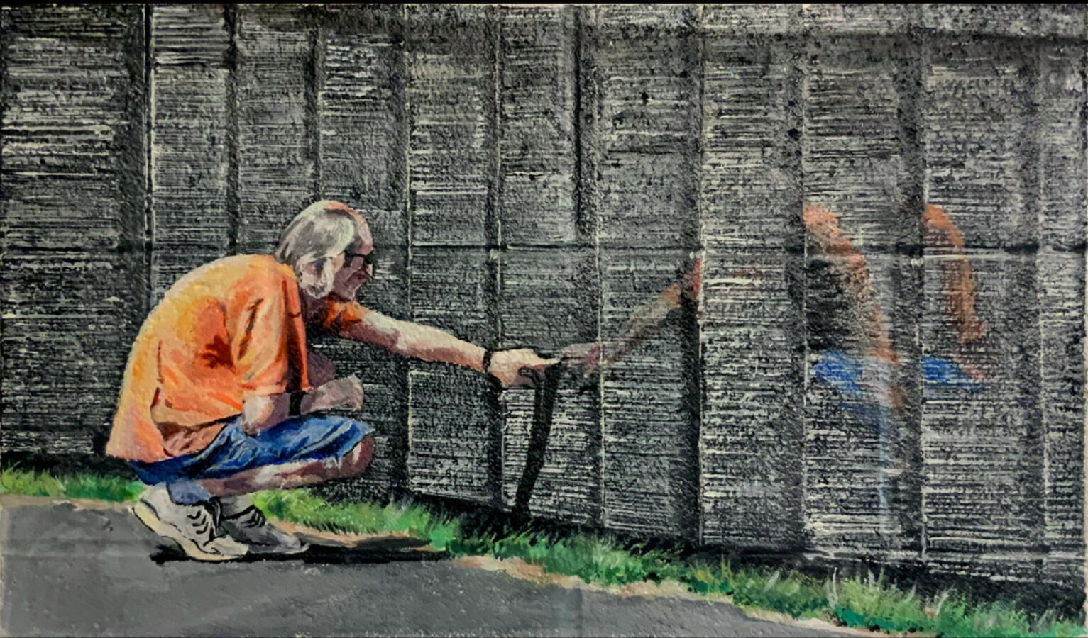 Acrylic on textured wall