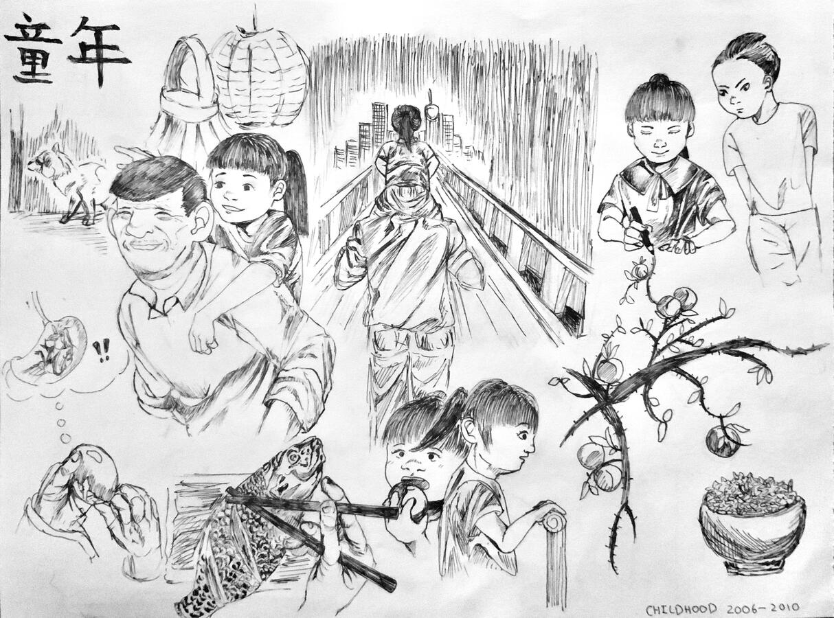 Pen on mixed-media paper